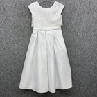 Sweet Kids Usa Satin Formal Dress Girls Size 7 White Lace Communion Flower Girl