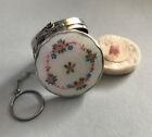 Enamel Compact  Sterling Silver   Guilloche   Floral  Vintage  C 1920