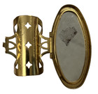 Vintage Stratton Lipstick Tube Holder Ring With Mirror Yellow Floral Gold
