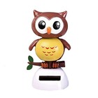 Solar Powered Toy Owl Dancing Figure  Cute Solar Dancing Shaking Head B-brown