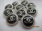 Lot Of Ten 20 Mm Designer Cc Button Black  Silver Tone Chanel 10 Buttons