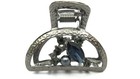 Small Round Dark Silver Metal Blue Crystal Gray Pearl Hair Claw Clip
