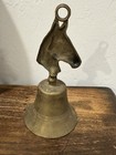 Vintage Horse Head Brass Bell 6 5    Tall Rings