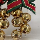 Christmas Bow   Bells Brass Dangle Earrings Vintage Wire Green Red  Gold Tread