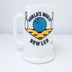 Vtg 1972 Ziggy World s Worst Bowler Rootbeer Mug Beer Stein Bowling Milk Glass