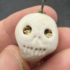 Gothic Halloweeen Skull Necklace  1  White Stone Goth Macabre Costume Cosplay