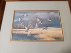 Dark Sky Mallards By Maynard Reece Framed Matted Art Print 24 X 21 Vintage 1977
