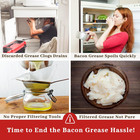 Bacon Grease Container With Strainer - With Food-grade Silicone Spatula  24oz