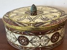 Vintage Made England Metal Tin Toffee Tea Box Container Round Unique