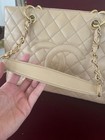Chanel Beige Quilted Medium Tote Chain Strap Zip Closure Gold Hardware