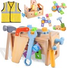 Wooden Kids Tool Set  30pcs Toy Tools For Toddlers With Vest  Tool Kit Toddle   