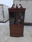 Vintage Curved Front China Cabinet With Glass Doors     Traditional Cabinet