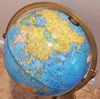 Vtg 1990s George F  Cram 12  Terrestrial World Globe W  Wood Stand   Metal Base 