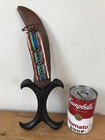 Antique African Sudanese Tribal Hadenoa Dagger Knife Tribal Leather Sheath Color