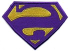 3  X 4  Small Purple   Gold Superman Bizarro Embroidered Iron-on Patch