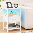 White Night Stand With Charging Station  Led Nightstand For Bedroom  Bedside    