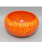 Vintage Orange Drip Glaze Ribbed Ceramic Bowl Planter Art Pottery