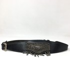 Wcm Waist Belt Womens Size Medium M Black Leather Large Ornate Filigree Vintage