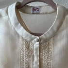Tygie Barong Tagalog Beige Embroidered Unisex Adult Button-down Shirt Size 18