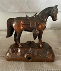 Vintage 1950 s Pot Metal Horse On Stand 6 Inches Long