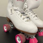 Chicago Skates Women   s Size 10 White Quad Roller Skates Pink Wheels Retro Rink