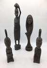 Set Of 4 Vintage Hand-carved African Tribal Figures   Ebony Wood Sculptures