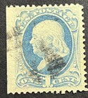 Travelstamps  1873 Us Stamps Scott  156 - 1 Cent Franklin  Used No Gum