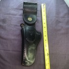 1970s-80s Vtg Holster Black Leather G f  Cake C Police Basketweave California