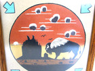 Vtg Desert Buffalo Native American Sand Painting Framed Signed M Yazzie  zp