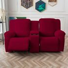 Recliner Loveseat Cover With Middle Console Sofa Slipcover  Stretch Reclining