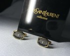 Auth  beautiful  Yves Saint Laurent Ysl Logo Bijoux Stone Gold Cufflinks  box