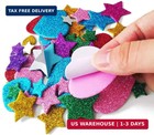 260 Pieces Colorful Glitter Foam Stickers Self Adhesive Stars Mini Heart Shapes
