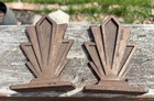 Vtg Art Deco Cast Iron Bookends Industrial Fan Architectural Geometric 20s 30s