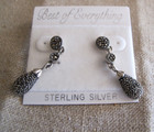 New Sterling Silver   Black Dangling Earrings