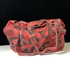 Vintage Red   Black  White Canvas Fabric Trader Joe s Reusable Grocery Bag  Tote