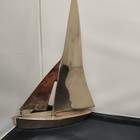 Vintage Solid Brass Sailboat Mcm Enesco Giftware 10 5 Inches Tall Heavy