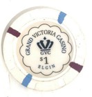 Vintage Casino Chip Gvc Elgin  1 Grand Victoria Casino No Cash Value