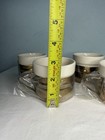 Set 4 Vintage Smoked Glass Cups White Rim Gold Holder Mugs Beucler Style