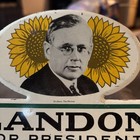 Vtg Alf Landon Political Metal Bumper Tag 1936 