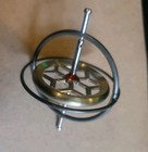 Vintage 50s Metal Gyroscope Spinning Toy Silver W  Red Accents Science Physics