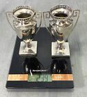 Antique Pair Of  Sterling Silver Vases Birmingham 1910s Made In England