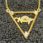 Mason Shriner Tie Clip Chain Goldtone W Rhinestones Sword Scimitar Crescent Moon