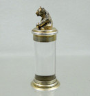 Fantastic Antique Figural Silver   Rock Crystal Wax Seal Bear Figurine Sterling