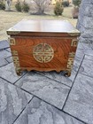 Vintage Asian Wooden Blanket Chest Trunk W brass Accents 18x18x15    Removable Lid