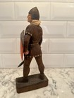 Rare Vintage Henning Norway Handcarved Wood Viking With Sword And Shield 10 Inch