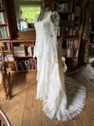 Bridallure Alfred Angelo Vintage Wedding Dress  Lace  Ruffled Tiered Long Sleeve
