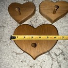 Set Of 3 Handmade Wooden Wood Heart Peg Holders Decor Cottage Farmhouse