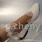 Su cheny White Light Ivory Lace Pearl Rhinestone Ankle Flat Wedding Bridal Shoes