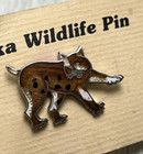 Vintage Myakka Wildlife Pin Bobcat Enamel Lapel Pin Collectors Pin Florida