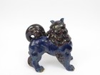 Japanese Porcelain Blue Painted Komainu Lion Dog 9 75  Tall X 10  Long X 5 